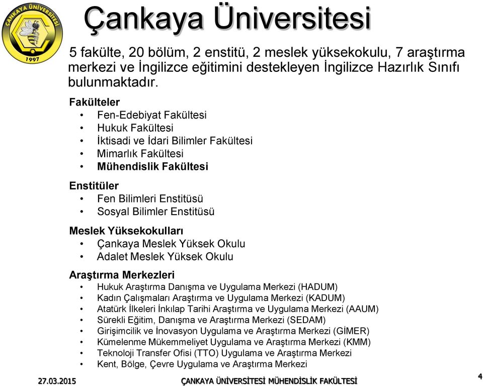 Yüksekokulları Çankaya Meslek Yüksek Okulu Adalet Meslek Yüksek Okulu Araştırma Merkezleri Hukuk Araştırma Danışma ve Uygulama Merkezi (HADUM) Kadın Çalışmaları Araştırma ve Uygulama Merkezi (KADUM)