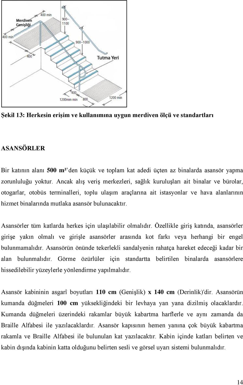 bulunacaktır. Asansörler tüm katlarda herkes için ulaşılabilir olmalıdır.