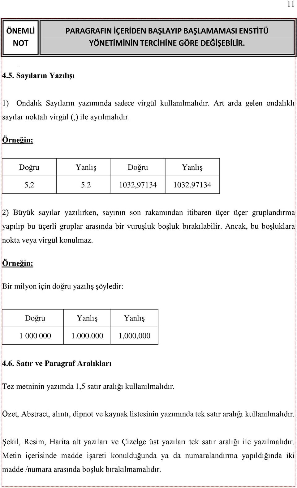 97134 2) Büyük sayılar yazılırken, sayının son rakamından itibaren üçer üçer gruplandırma yapılıp bu üçerli gruplar arasında bir vuruşluk boşluk bırakılabilir.