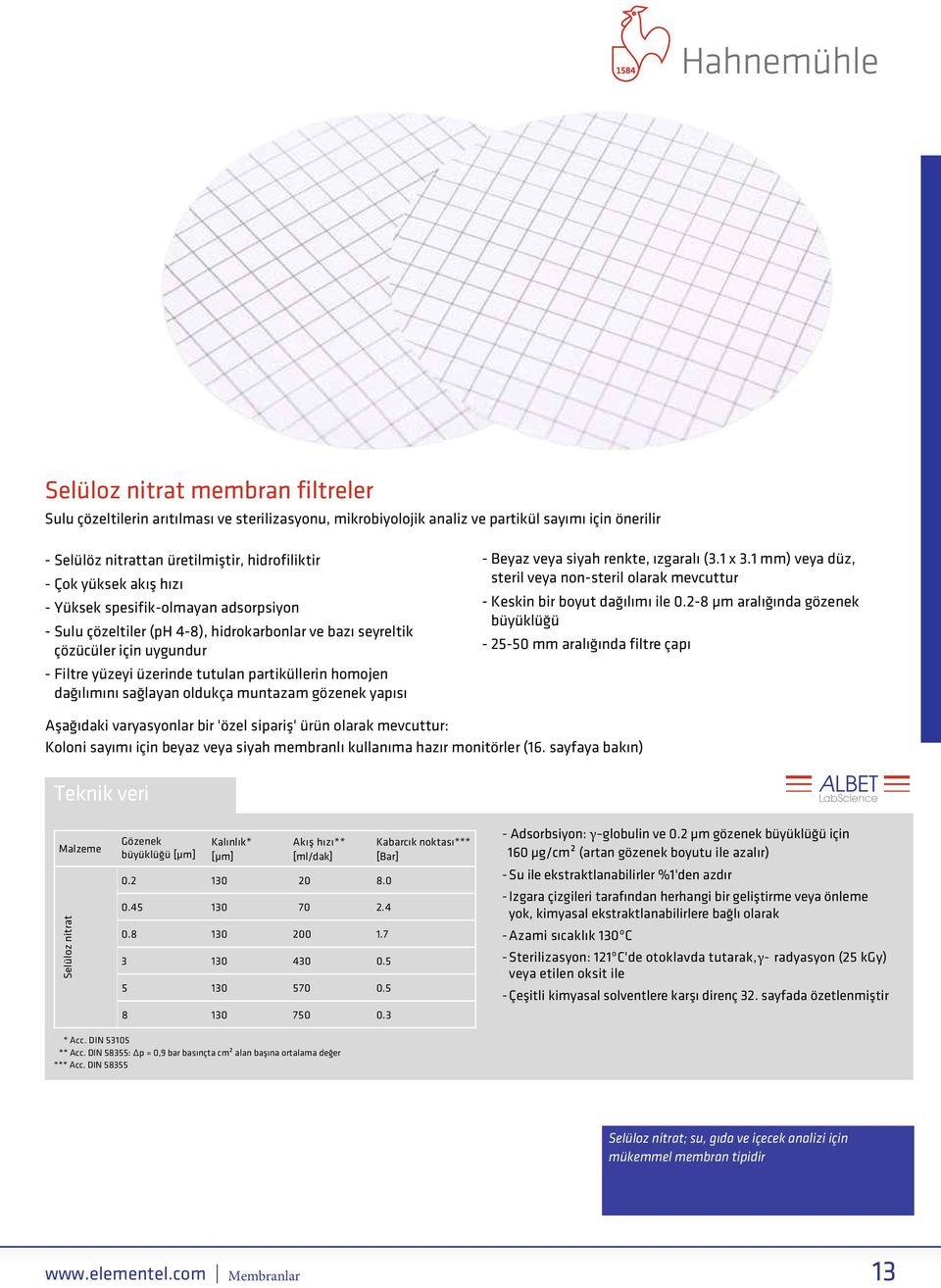 sağlayan oldukça muntazam gözenek yapısı - Beyaz veya siyah renkte, ızgaralı (3.1 x 3.1 mm) veya düz, steril veya non-steril olarak mevcuttur - Keskin bir boyut dağılımı ile 0.