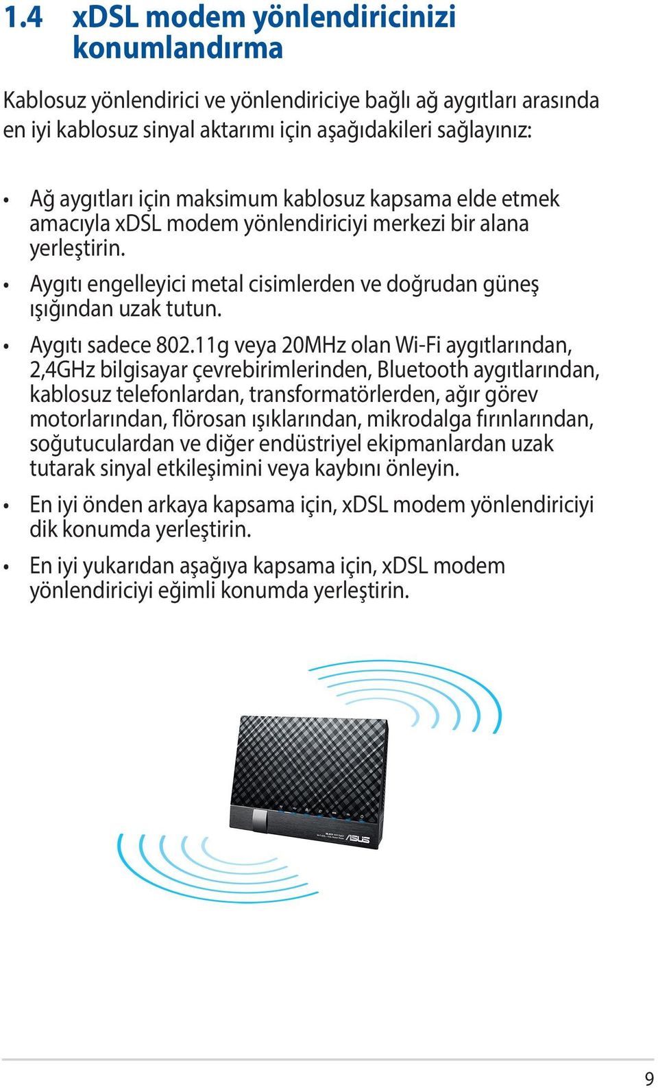 11g veya 20MHz olan Wi-Fi aygıtlarından, 2,4GHz bilgisayar çevrebirimlerinden, Bluetooth aygıtlarından, kablosuz telefonlardan, transformatörlerden, ağır görev motorlarından, flörosan ışıklarından,