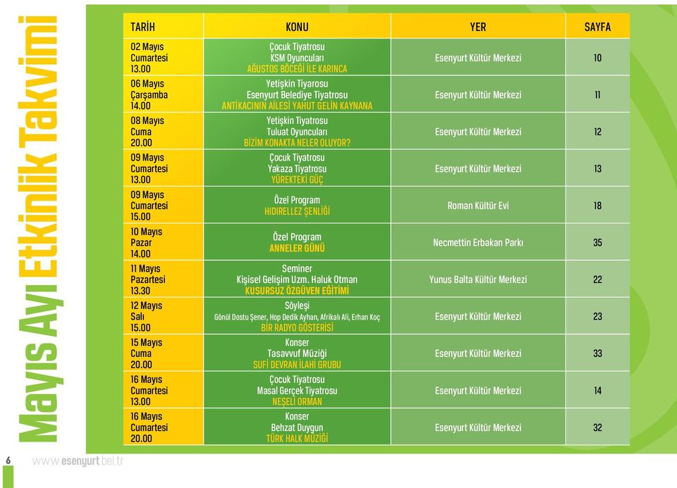 00 Çocuk Tiyatrosu KSM Oyuncuları AĞUSTOS BÖCEĞİ İLE KARINCA Yetişkin Tiyarosu Esenyurt Belediye Tiyatrosu ANTİKACININ AİLESİ YAHUT GELİN KAYNANA Yetişkin Tiyatrosu Tuluat Oyuncuları BİZİM KONAKTA