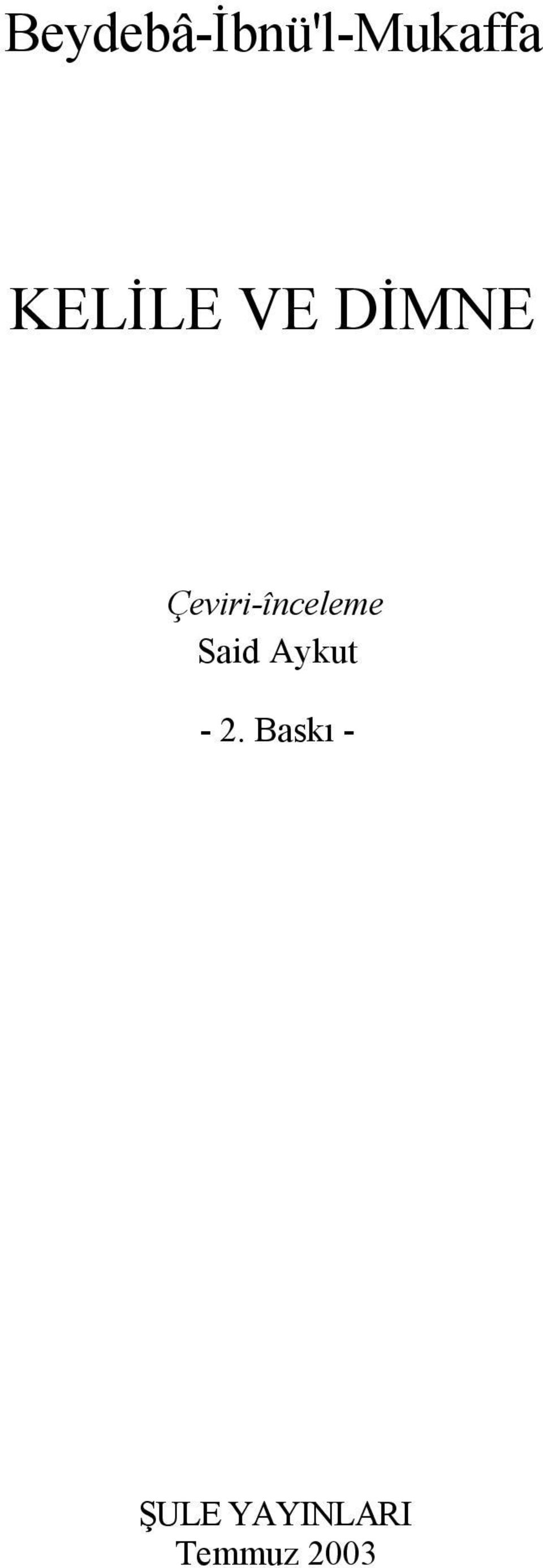 Çeviri-înceleme Said Aykut