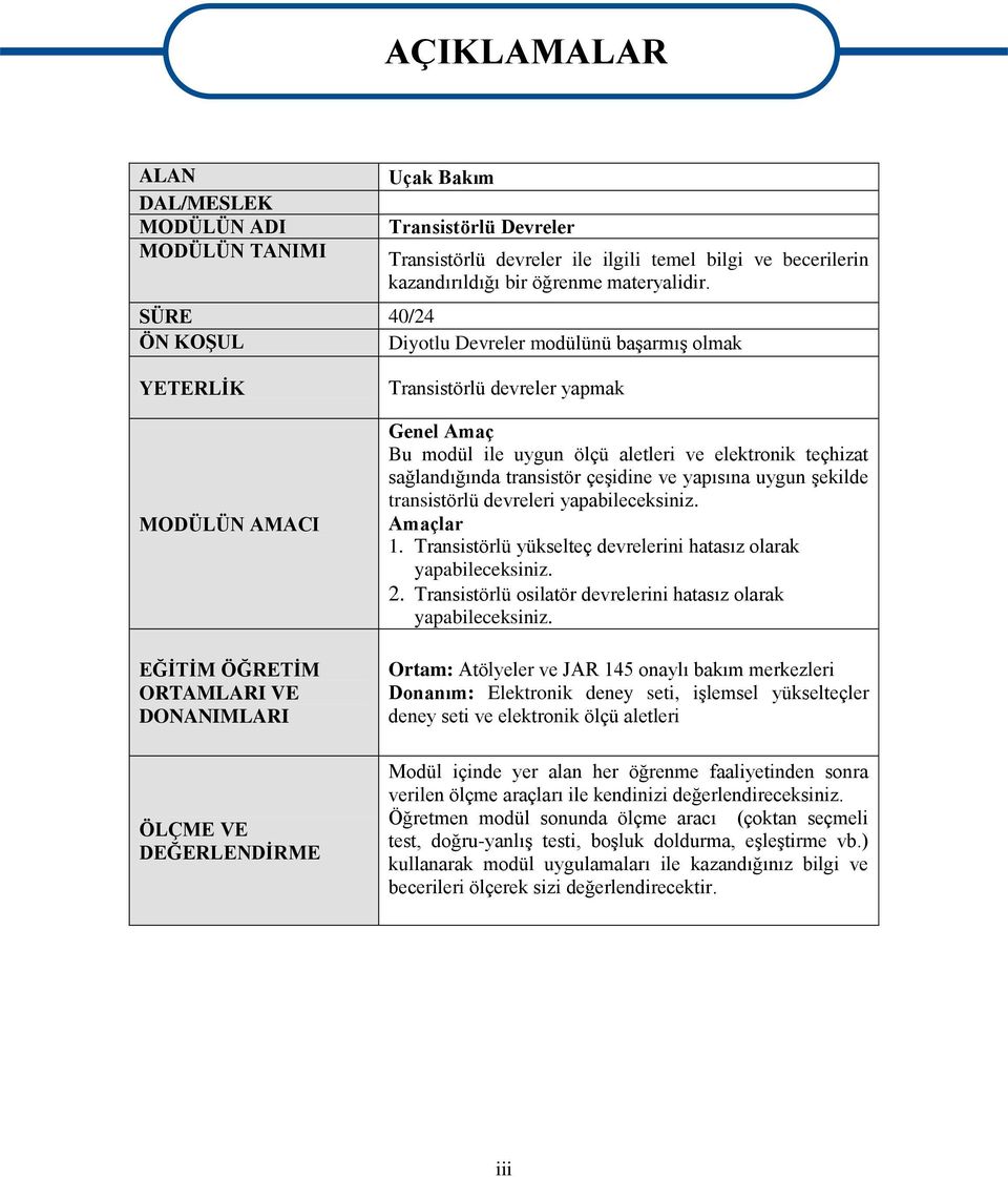 uygun ölçü aletleri ve elektronik teçhizat sağlandığında transistör çeşidine ve yapısına uygun şekilde transistörlü devreleri yapabileceksiniz. Amaçlar 1.