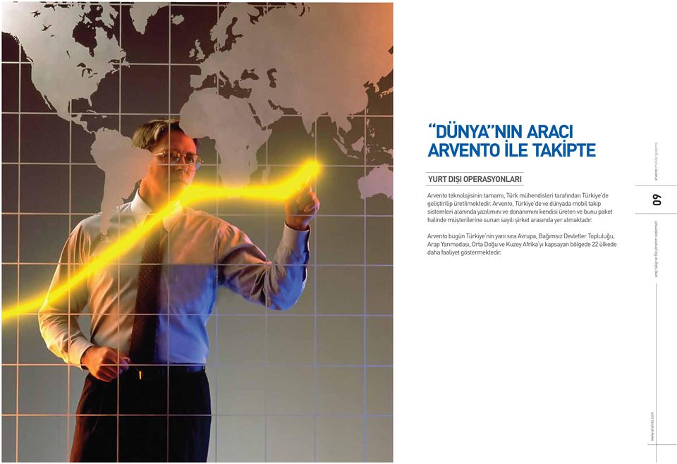 Arvento, Türkiye de ve dünyada mobil takip sistemleri alanında yazılımını ve donanımını kendisi üreten ve bunu paket halinde
