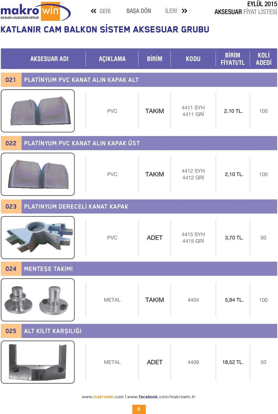 00 022 PLATİNYUM KANAT ALIN KAPAK ÜST 442 SYH 442 GRİ 2,0 TL.