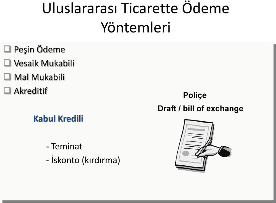 Akreditif Kabul Kredili Poliçe Draft /