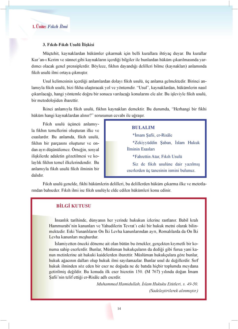 Böylece, fıkhın dayandığı delilleri bilme (kaynakları) anlamında fıkıh usulü ilmi ortaya çıkmıştır. Usul kelimesinin içerdiği anlamlardan dolayı fıkıh usulü, üç anlama gelmektedir.