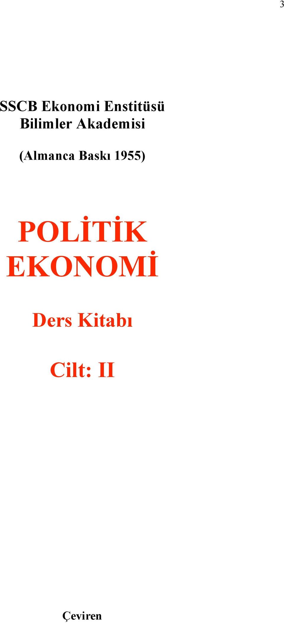 Baskı 1955) POLİTİK EKONOMİ