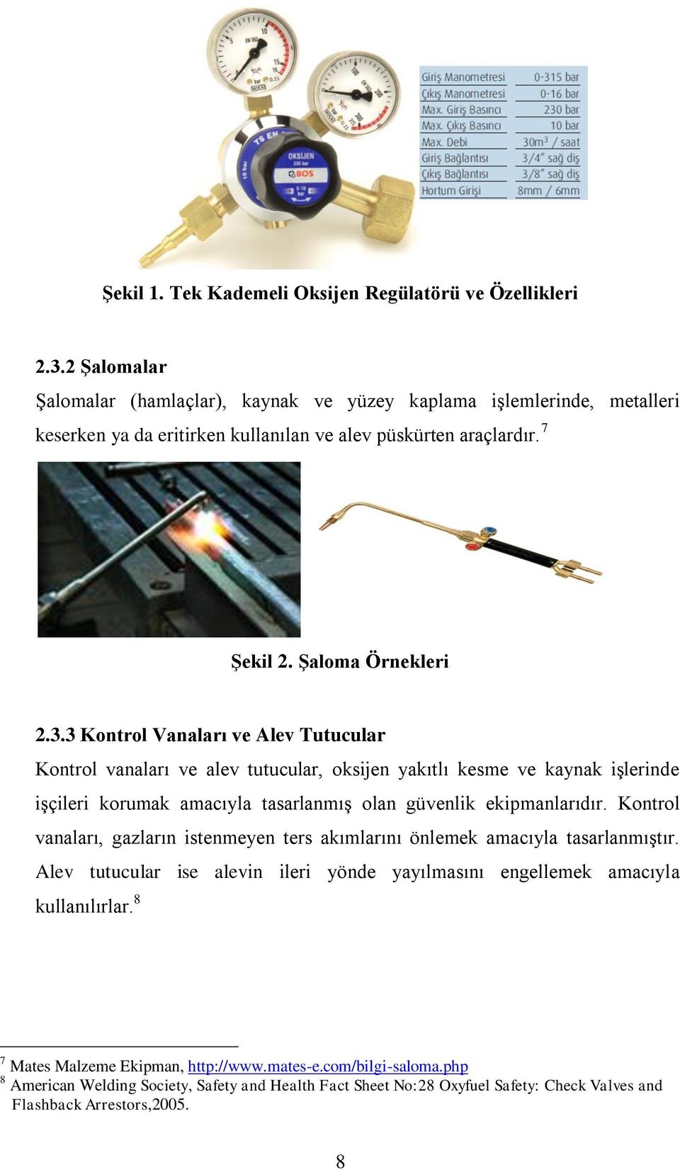 3 Kontrol Vanaları ve Alev Tutucular Kontrol vanaları ve alev tutucular, oksijen yakıtlı kesme ve kaynak işlerinde işçileri korumak amacıyla tasarlanmış olan güvenlik ekipmanlarıdır.