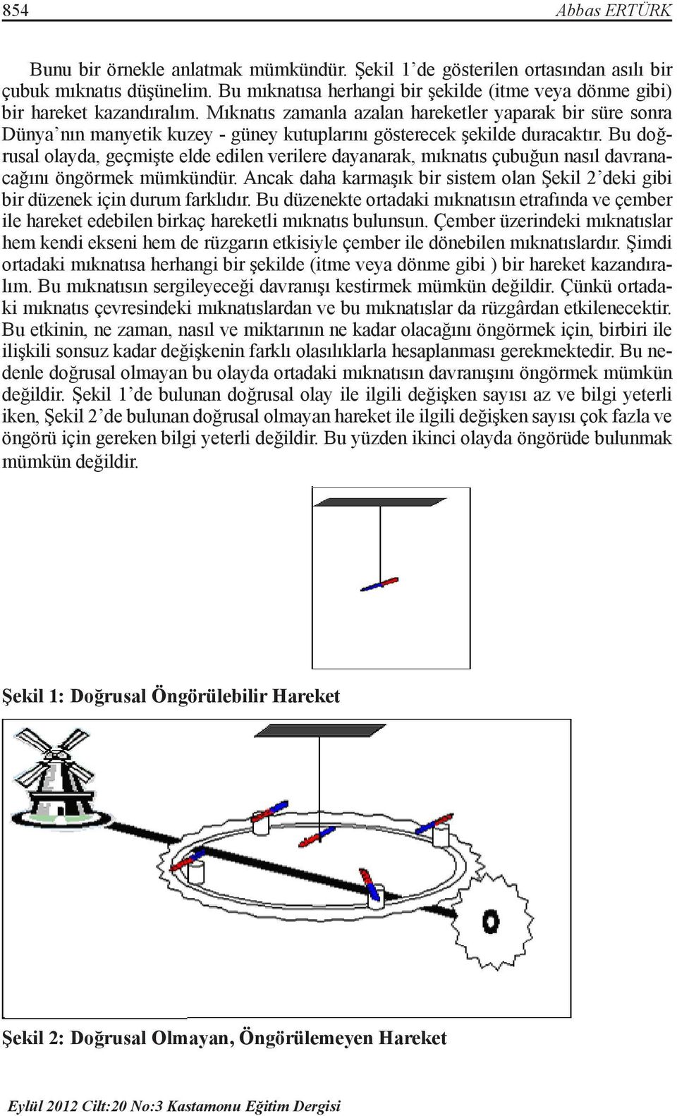 Bu doğrusal olayda, geçmişte elde edilen verilere dayanarak, mıknatıs çubuğun nasıl davranacağını öngörmek mümkündür.