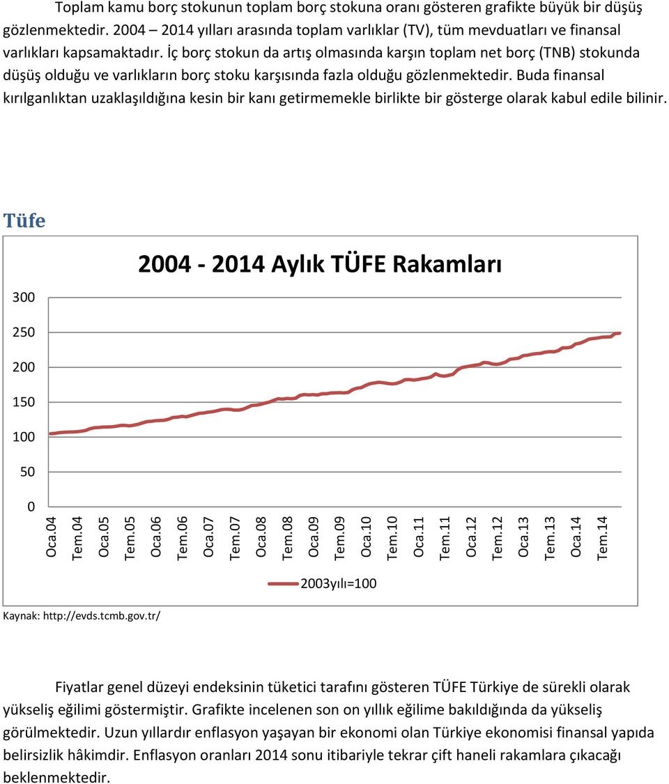 İç borç stokun da artış olmasında karşın toplam net borç (TNB) stokunda düşüş olduğu ve varlıkların borç stoku karşısında fazla olduğu gözlenmektedir.