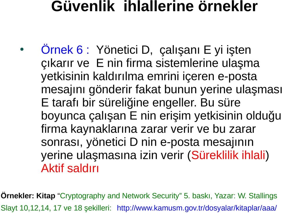 Bu süre boyunca çalışan E nin erişim yetkisinin olduğu firma kaynaklarına zarar verir ve bu zarar sonrası, yönetici D nin e-posta mesajının yerine