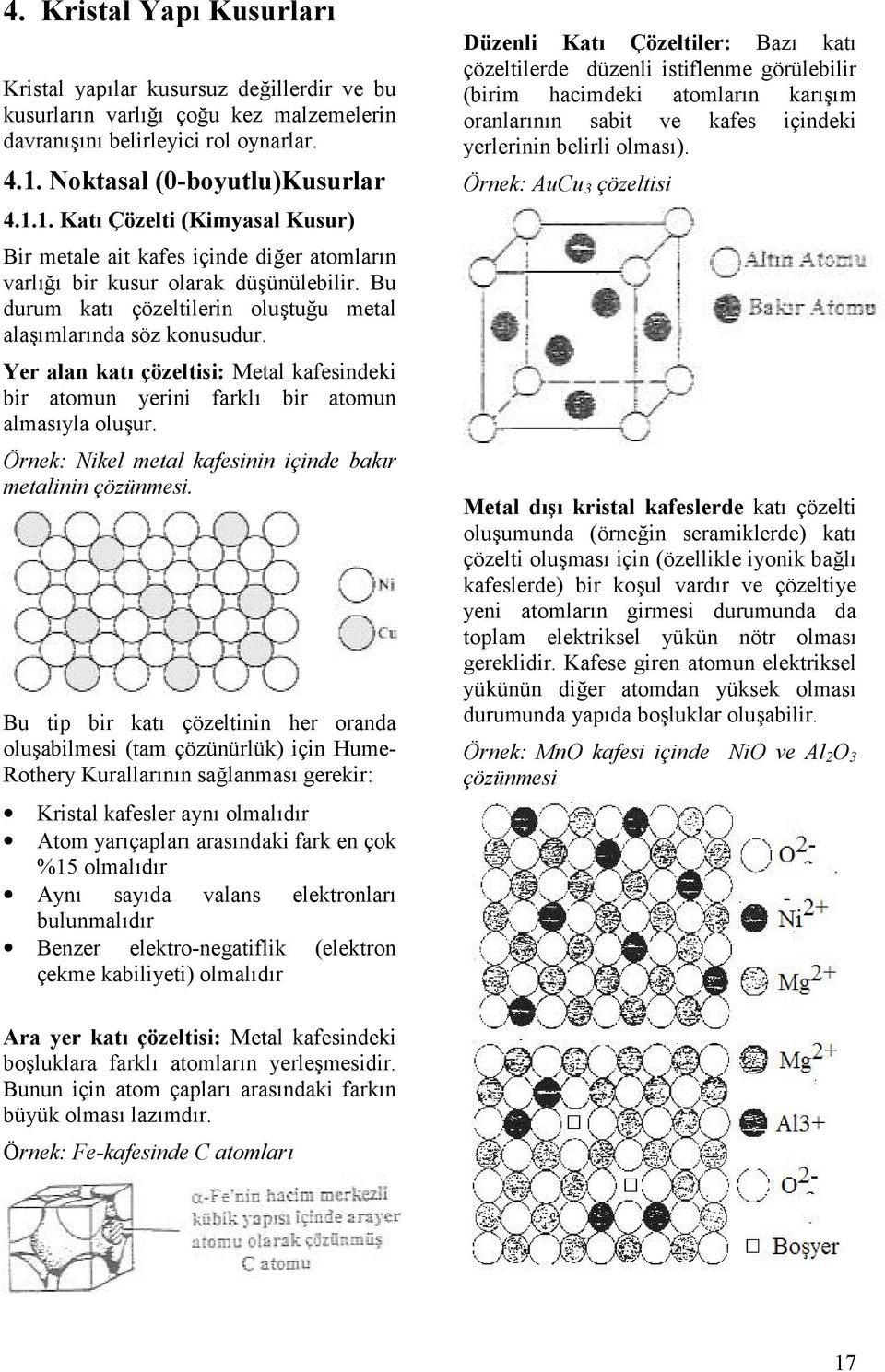 Bu durum kat çözeltilerin olutuu metal alamlarnda söz konusudur. Yer alan kat çözeltisi: Metal kafesindeki bir atomun yerini farkl bir atomun almasyla oluur.