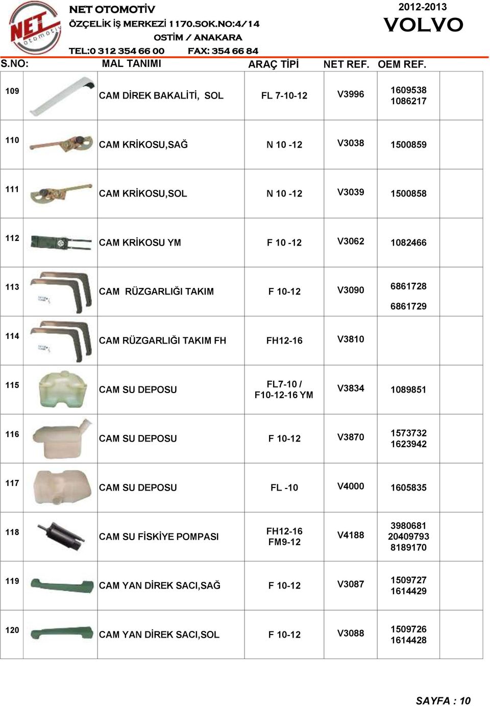 / F10-12-16 YM V3834 1089851 116 CAM SU DEPOSU F 10-12 V3870 1573732 1623942 117 CAM SU DEPOSU FL -10 V4000 1605835 118 CAM SU FİSKİYE POMPASI FH12-16