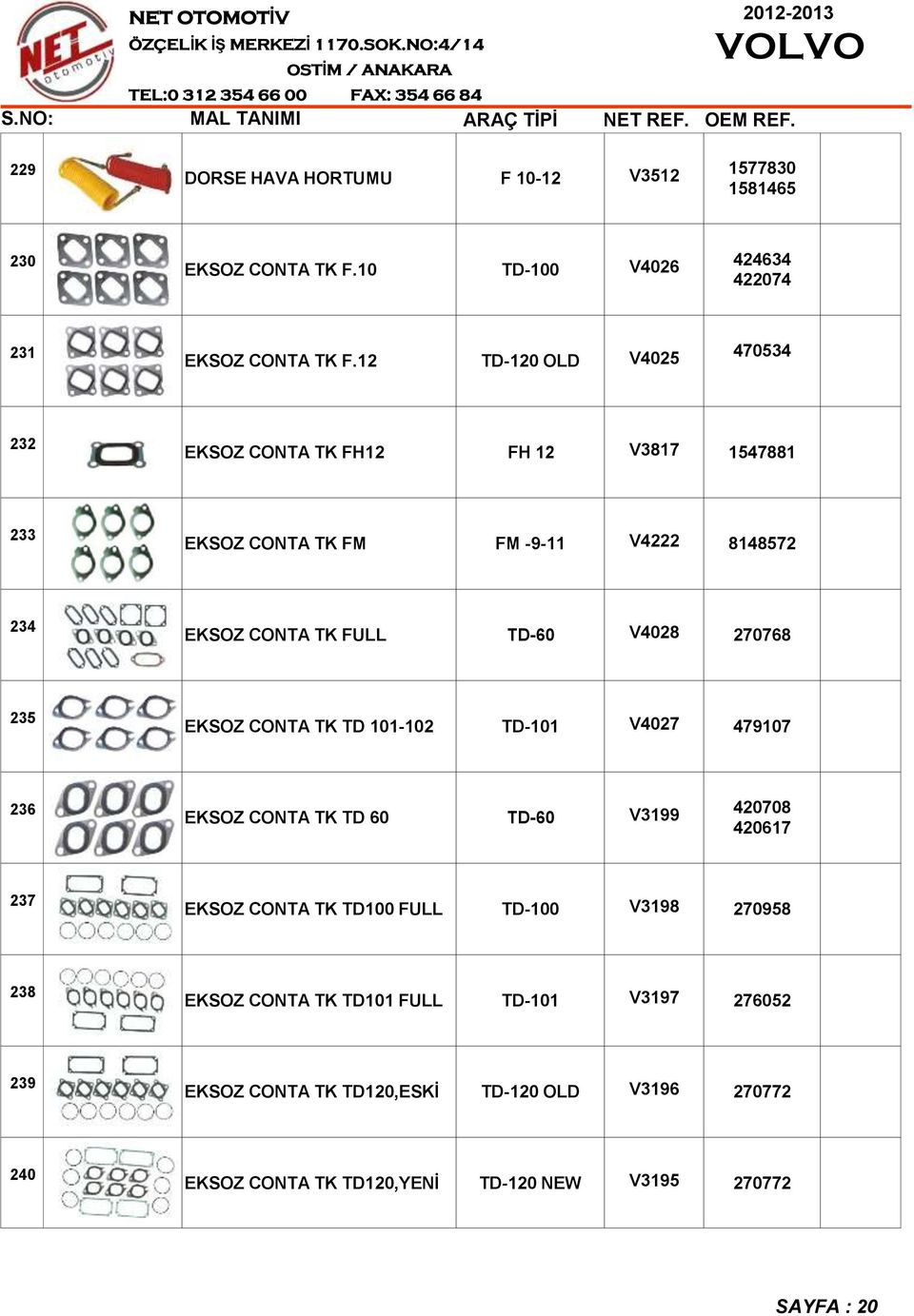 V4028 270768 235 EKSOZ CONTA TK TD 101-102 TD-101 V4027 479107 236 EKSOZ CONTA TK TD 60 TD-60 V3199 420708 420617 237 EKSOZ CONTA TK TD100 FULL