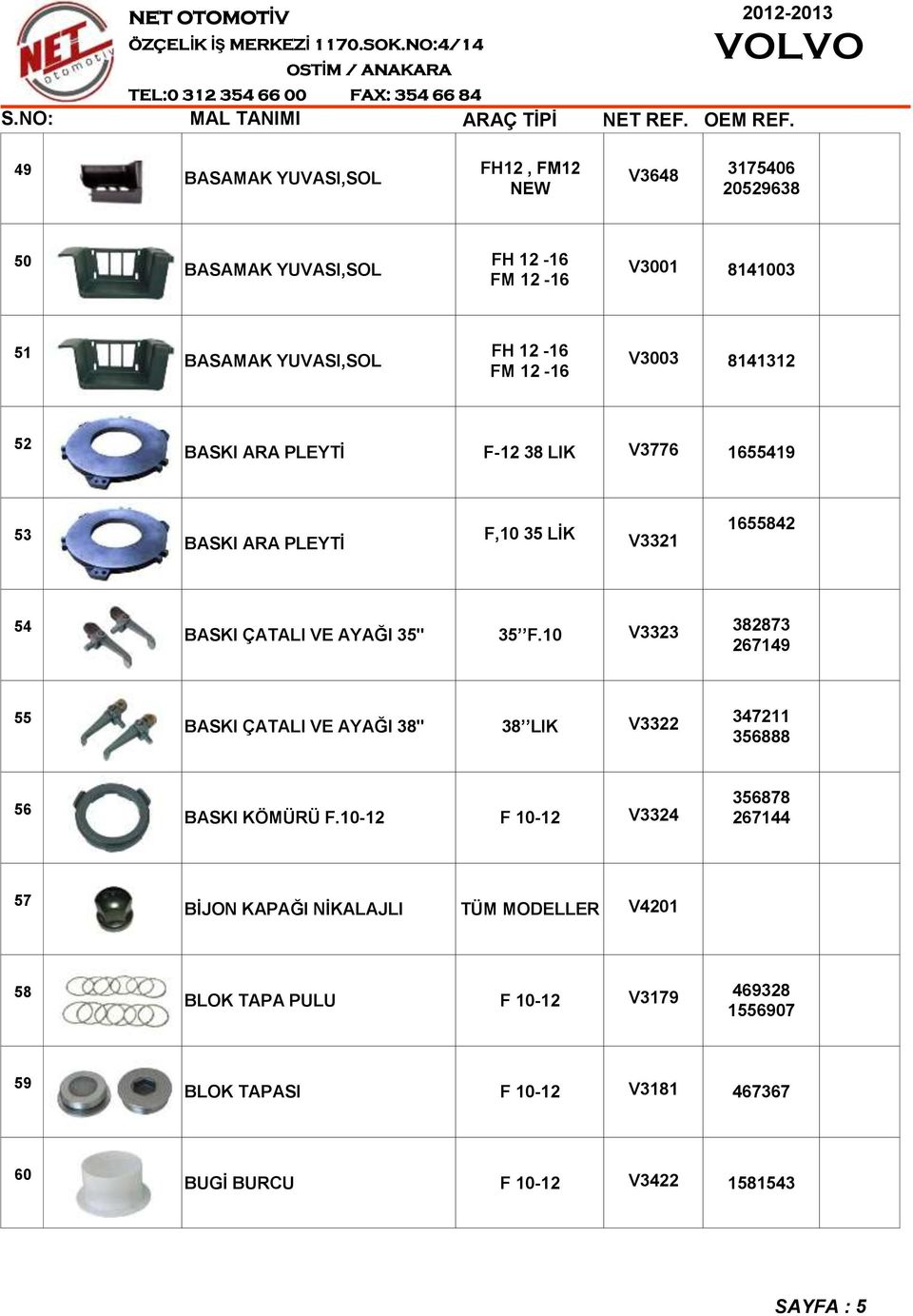 10 V3323 382873 267149 55 BASKI ÇATALI VE AYAĞI 38" 38 LIK V3322 347211 356888 56 BASKI KÖMÜRÜ F.