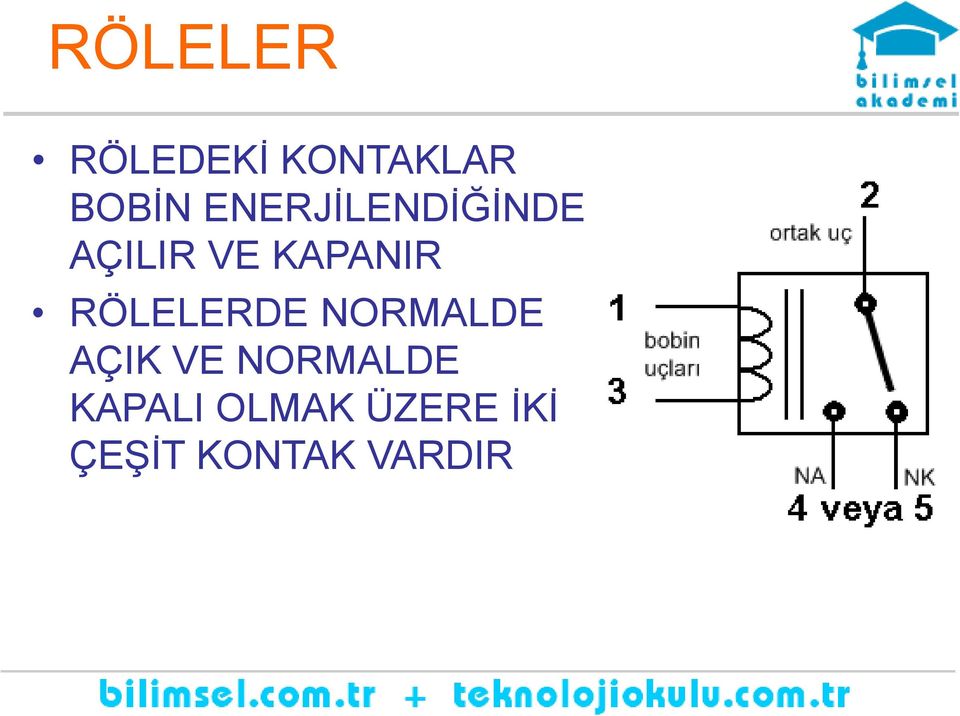 RÖLELERDE NORMALDE AÇIK VE NORMALDE