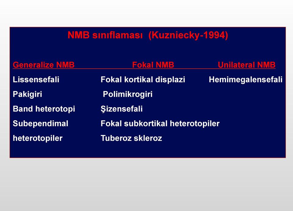 Hemimegalensefali Pakigiri Polimikrogiri Band heterotopi