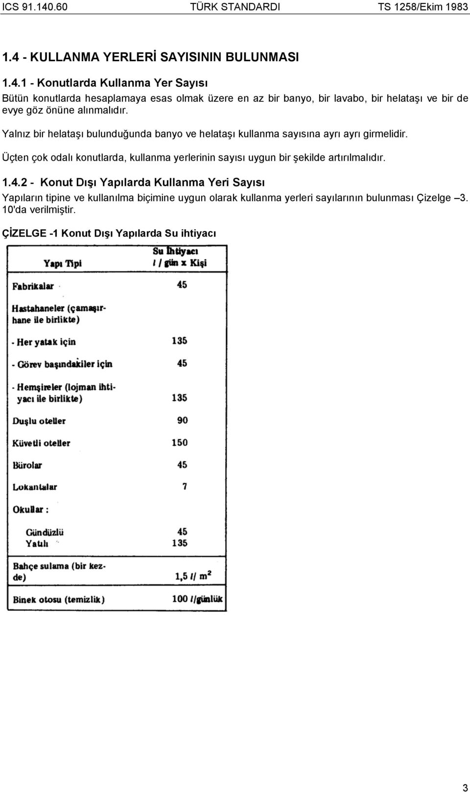 Üçten çok odalı konutlarda, kullanma yerlerinin sayısı uygun bir şekilde artırılmalıdır. 1.4.