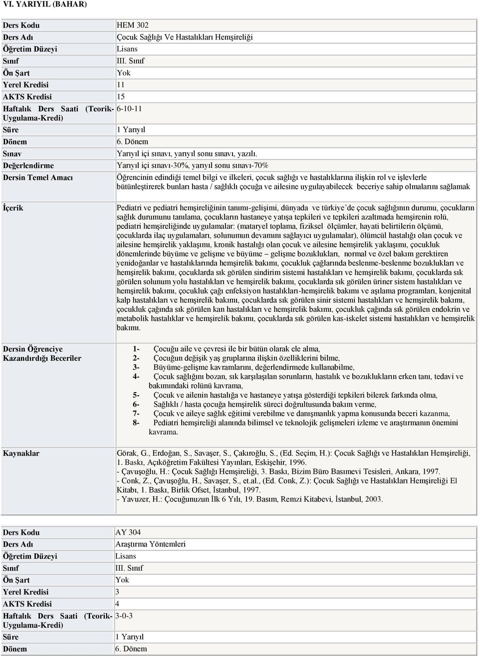 olmalarını sağlamak Pediatri ve pediatri hemşireliğinin tanımı-gelişimi, dünyada ve türkiye de çocuk sağlığının durumu, çocukların sağlık durumunu tanılama, çocukların hastaneye yatışa tepkileri ve