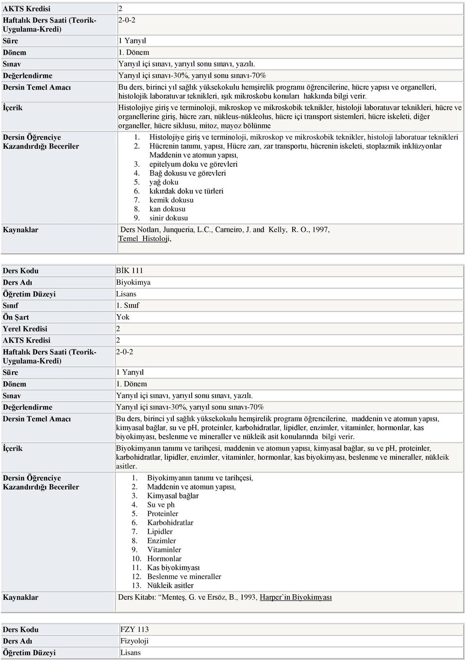 Histolojiye giriş ve terminoloji, mikroskop ve mikroskobik teknikler, histoloji laboratuvar teknikleri, hücre ve organellerine giriş, hücre zarı, nükleus-nükleolus, hücre içi transport sistemleri,