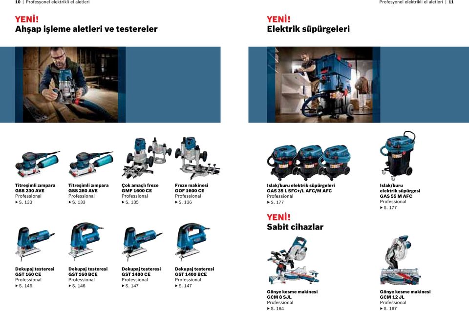 136 Islak/kuru elektrik süpürgeleri GAS 35 L SFC+/L AFC/M AFC S. 177 YENİ! Sabit cihazlar Islak/kuru elektrik süpürgesi GAS 55 M AFC S.