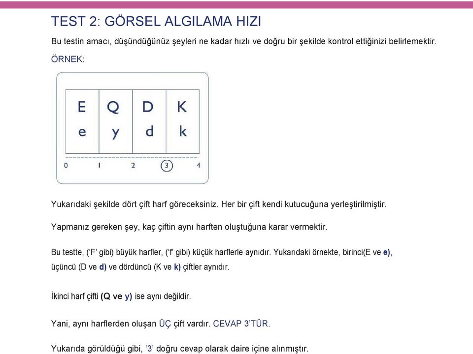 Yapmanız gereken şey, kaç çiftin aynı harften oluştuğuna karar vermektir. Bu testte, ( F gibi) büyük harfler, ( f gibi) küçük harflerle aynıdır.