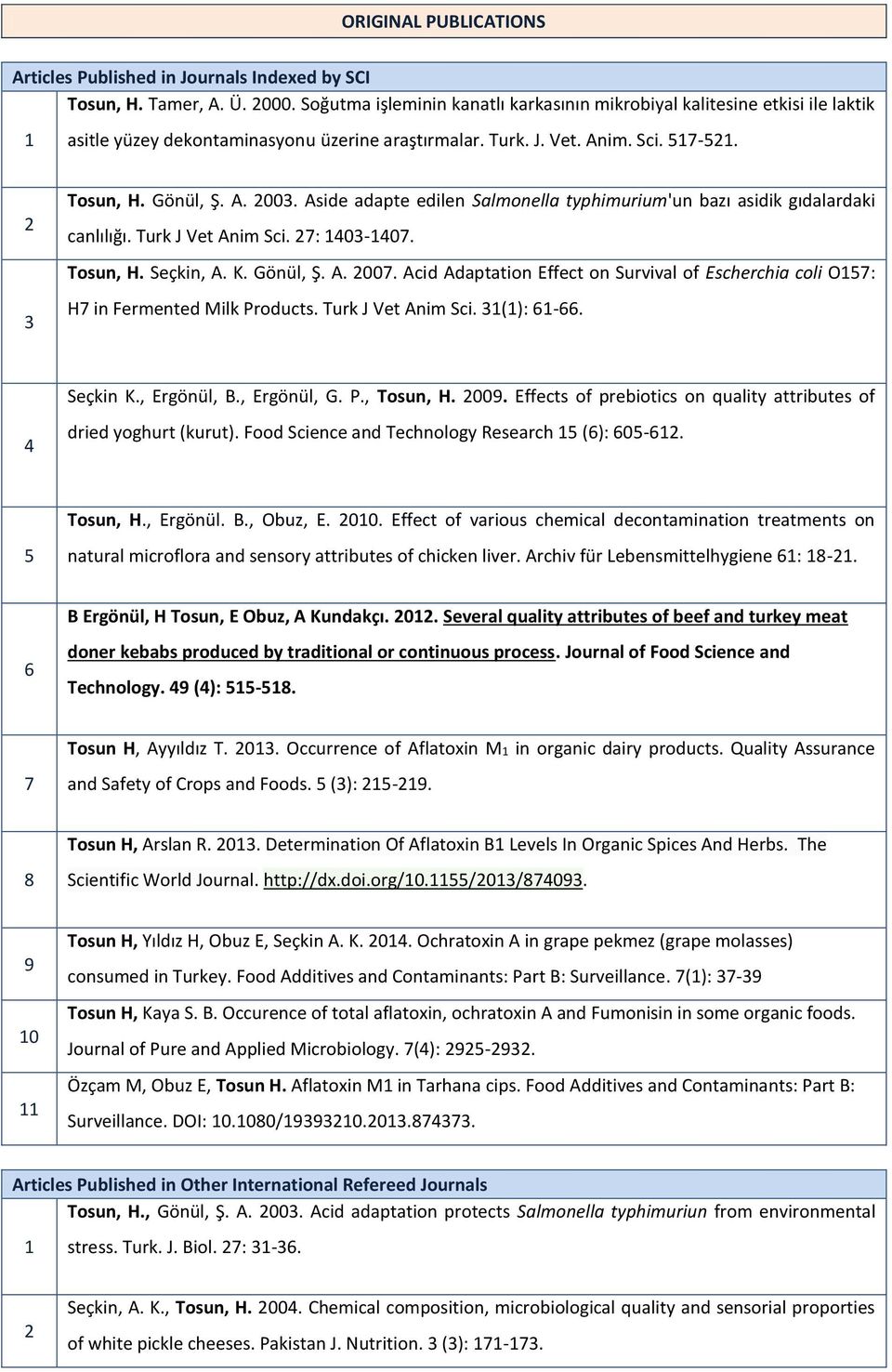 Aside adapte edilen Salmonella typhimurium'un bazı asidik gıdalardaki canlılığı. Turk J Vet Anim Sci. 7: 10-107. Tosun, H. Seçkin, A. K. Gönül, Ş. A. 007.