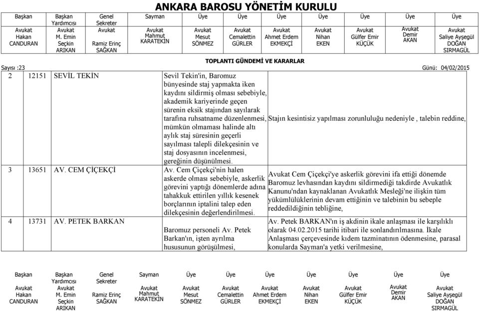 Cem Çiçekçi'nin halen askerde olması sebebiyle, askerlik görevini yaptığı dönemlerde adına tahakkuk ettirilen yıllık kesenek borçlarının iptalini talep eden dilekçesinin değerlendirilmesi. 4 13731 AV.