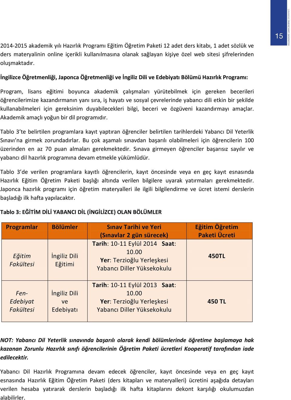 İngilizce Öğretmenliği, Japonca Öğretmenliği ve İngiliz Dili ve Edebiyatı Bölümü Hazırlık Programı: Program, lisans eğitimi boyunca akademik çalışmaları yürütebilmek için gereken becerileri