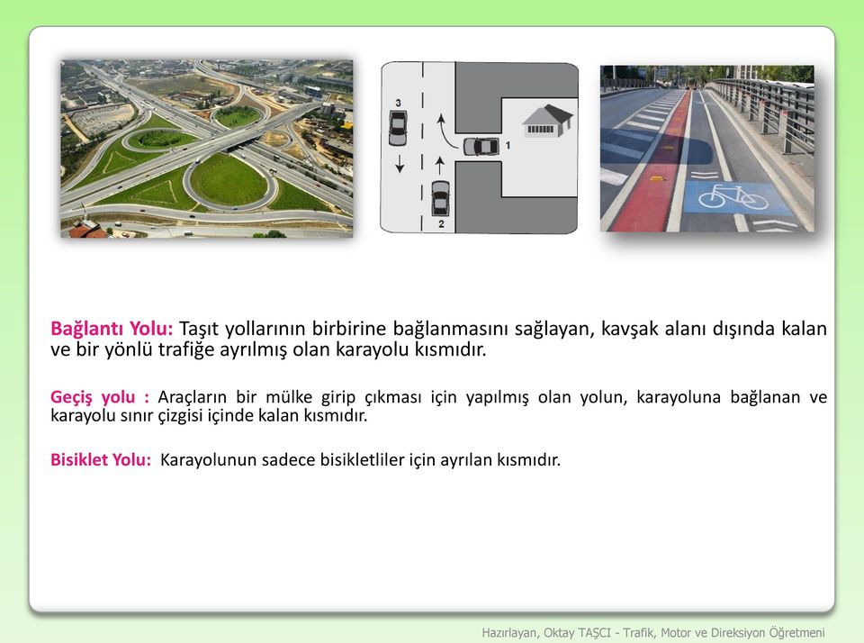 Geçiş yolu : Araçların bir mülke girip çıkması için yapılmış olan yolun, karayoluna