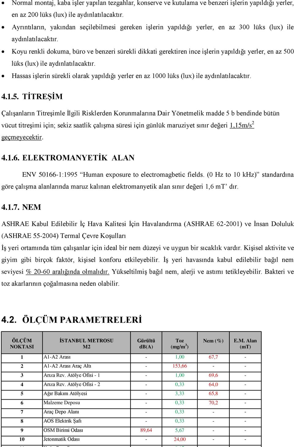 Koyu renkli dokuma, büro ve benzeri sürekli dikkati gerektiren ince işlerin yapıldığı yerler, en az 500 lüks (lux) ile aydınlatılacaktır.