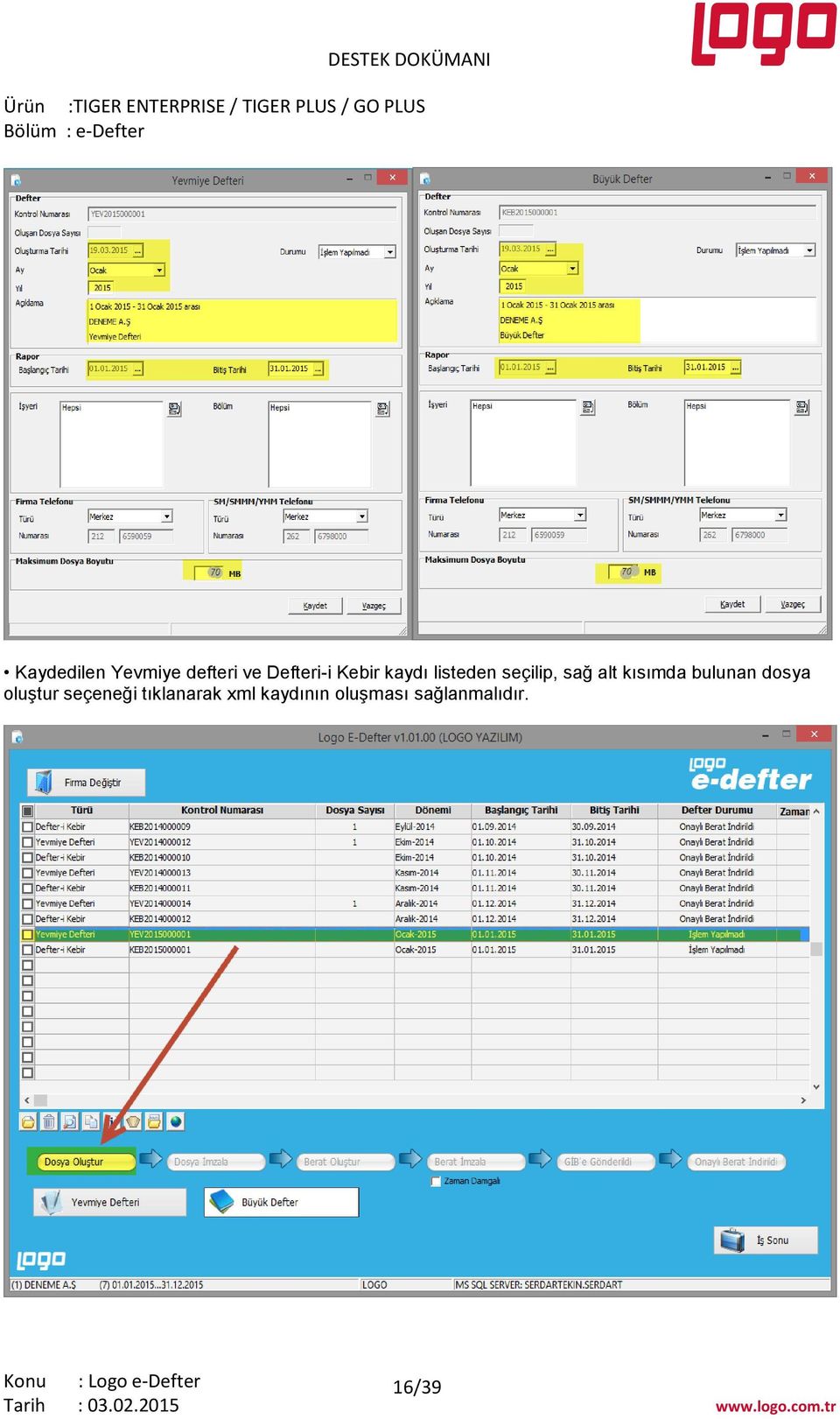 kısımda bulunan dosya oluştur seçeneği