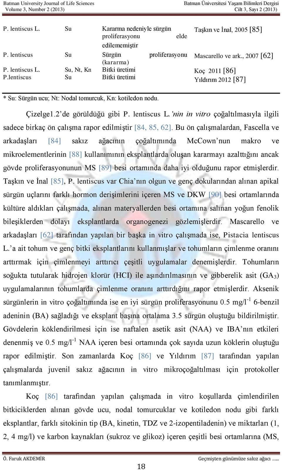 nin in vitro çoğaltılmasıyla ilgili sadece birkaç ön çalışma rapor edilmiştir [84, 85, 62].