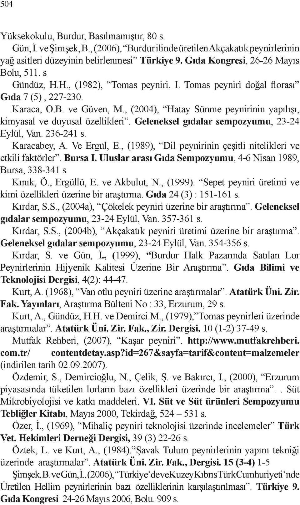 , (2004), Hatay Sünme nin yapılışı, kimyasal ve duyusal özellikleri. Geleneksel gıdalar sempozyumu, 23-24 Eylül, Van. 236-241 s. Karacabey, A. Ve Ergül, E.
