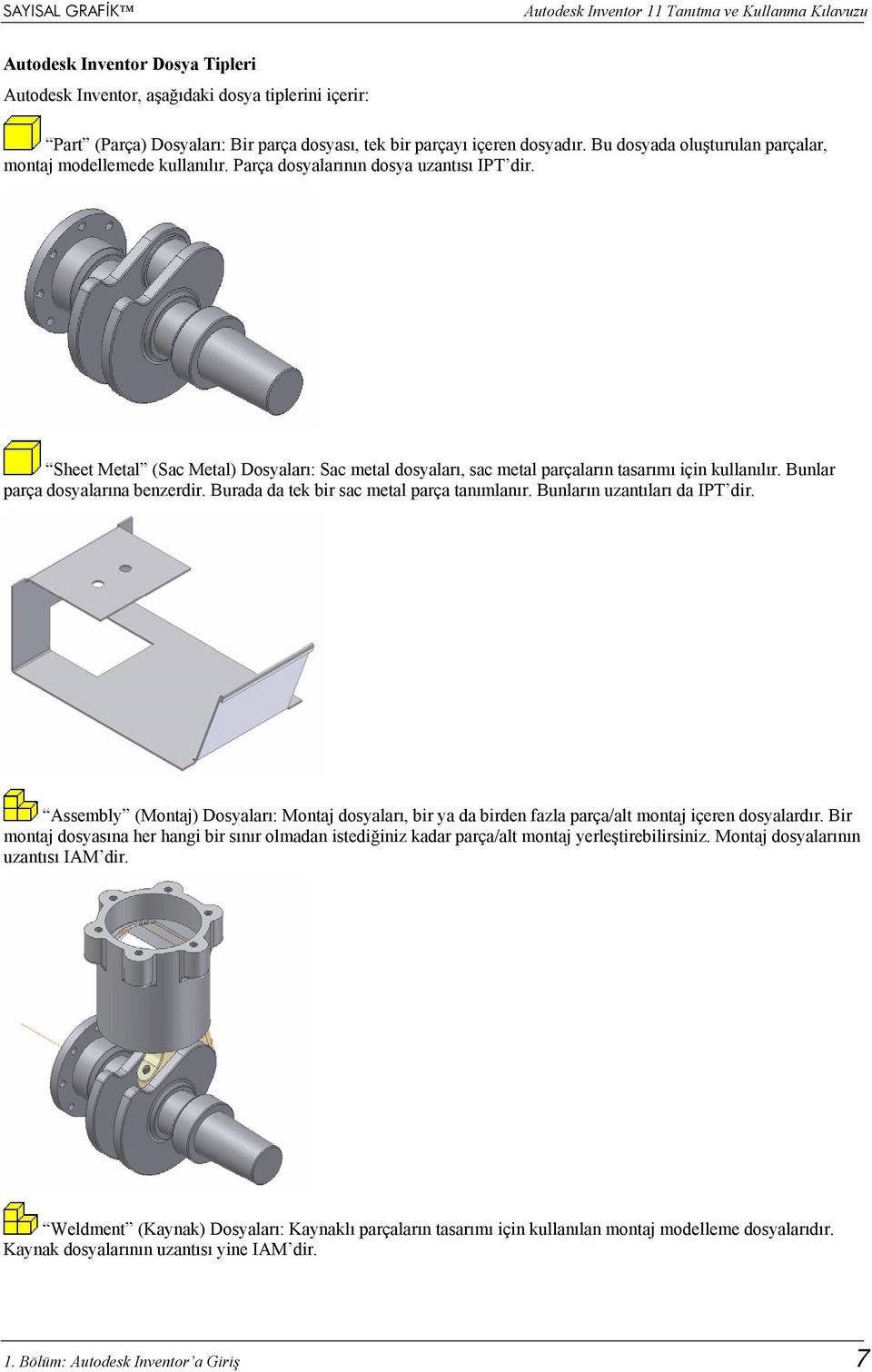 Sheet Metal (Sac Metal) Dosyaları: Sac metal dosyaları, sac metal parçaların tasarımı için kullanılır. Bunlar parça dosyalarına benzerdir. Burada da tek bir sac metal parça tanımlanır.