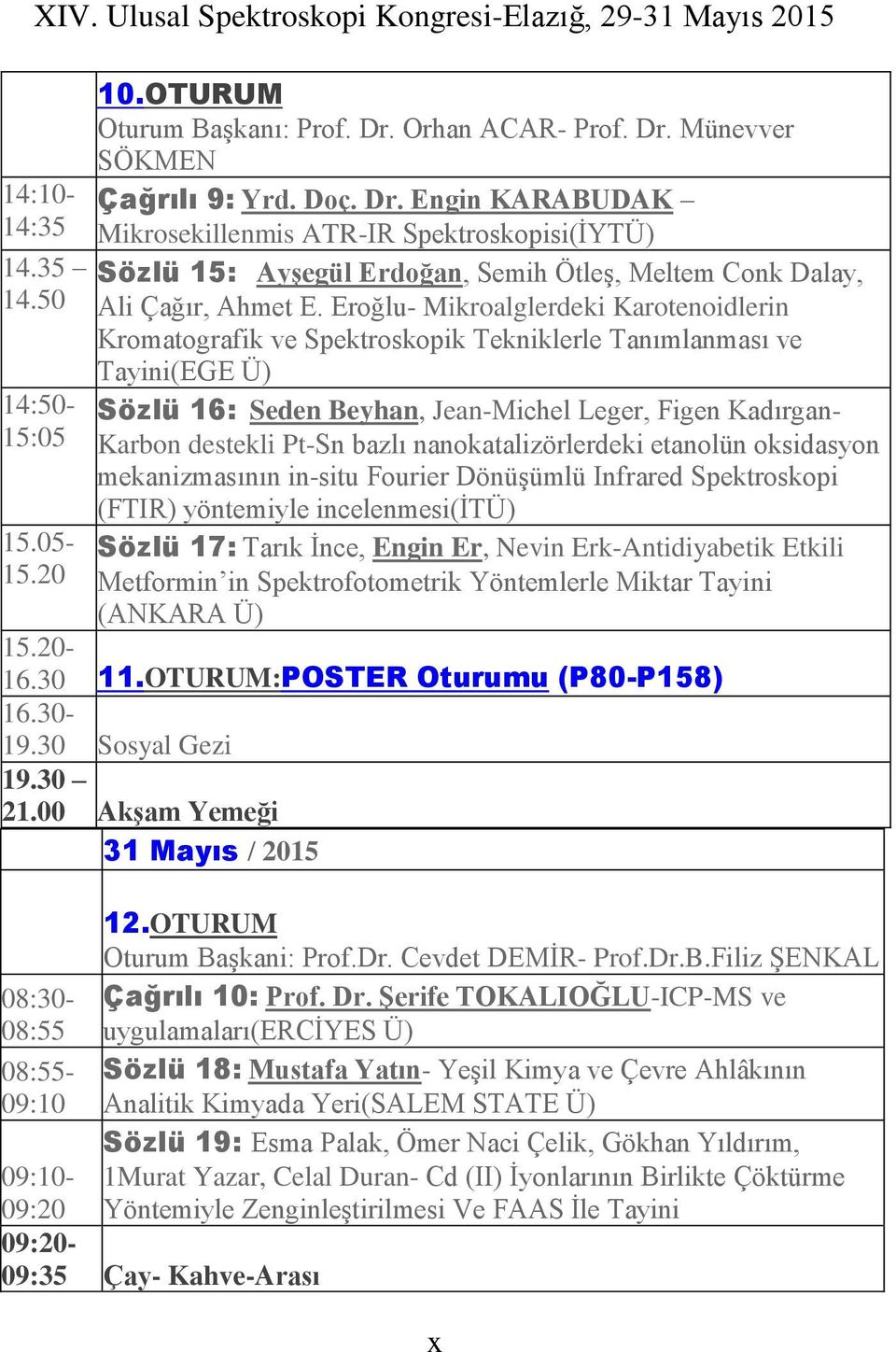 Eroğlu- Mikroalglerdeki Karotenoidlerin Kromatografik ve Spektroskopik Tekniklerle Tanımlanması ve Tayini(EGE Ü) Sözlü 16: Seden Beyhan, Jean-Michel Leger, Figen Kadırgan- Karbon destekli Pt-Sn bazlı