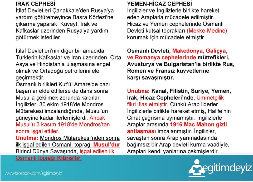 Osmanlı birlikleri Kut ül Amare'de bazı başarılar elde ettilerse de daha sonra Musul'a çekilmek zorunda kaldılar.