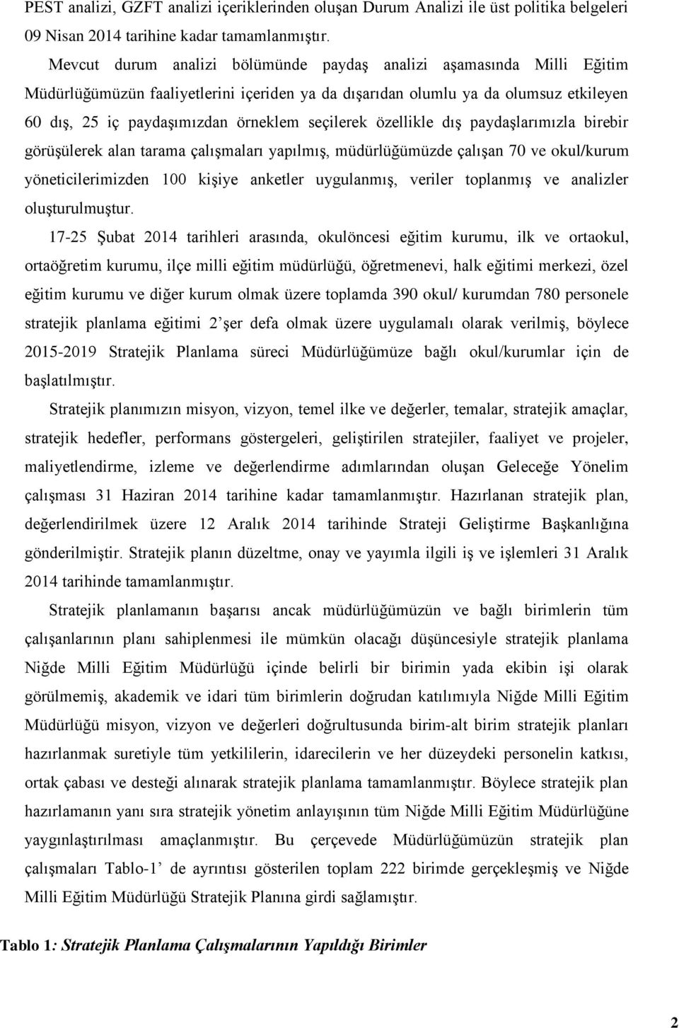 seçilerek özellikle dış paydaşlarımızla birebir görüşülerek alan tarama çalışmaları yapılmış, müdürlüğümüzde çalışan 70 ve okul/kurum yöneticilerimizden 100 kişiye anketler uygulanmış, veriler