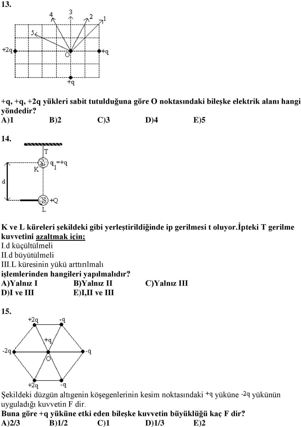 L küresinin yükü arttırılmalı işlemlerinden hangileri yapılmalıdır? A)Yalnız I B)Yalnız II C)Yalnız III D)I ve III E)I,II ve III 15.