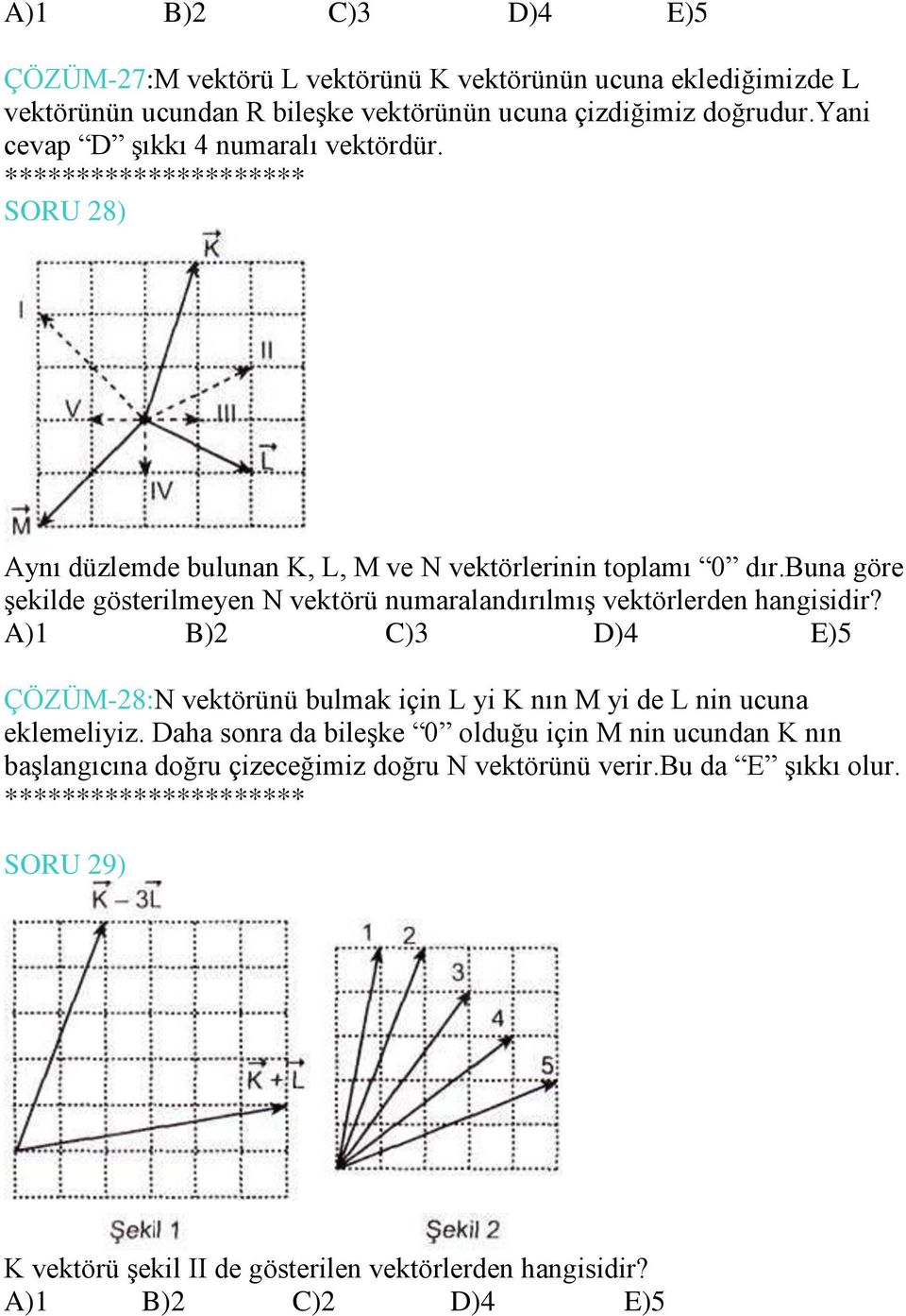 buna göre şekilde gösterilmeyen N vektörü numaralandırılmış vektörlerden hangisidir?