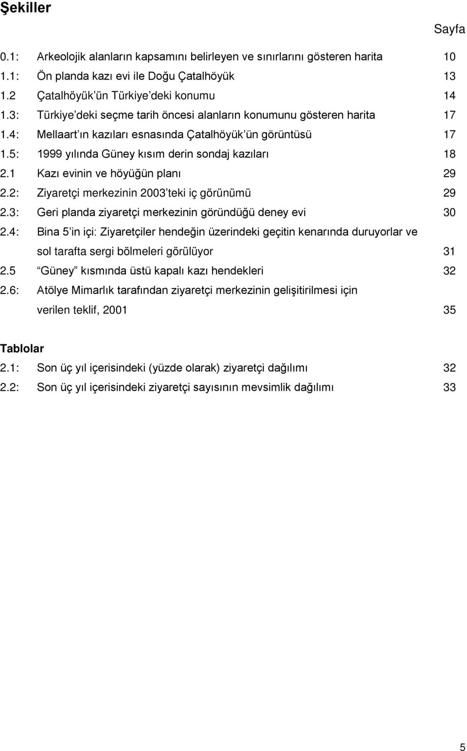 1 Kazı evinin ve höyüğün planı 29 2.2: Ziyaretçi merkezinin 2003 teki iç görünümü 29 2.3: Geri planda ziyaretçi merkezinin göründüğü deney evi 30 2.