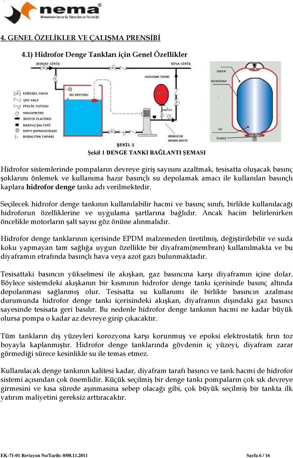 kullanıma hazır basınçlı su depolamak amacı ile kullanılan basınçlı kaplara hidrofor denge tankı adı verilmektedir.