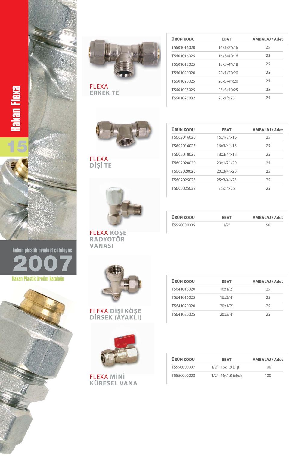 20x3/4 x20 T560200 x3/4 x T56020032 x x hakan plastik product catalogue 2007 Hakan Plastik üretim kataloðu KÖÞE RADYOTÖR VANASI T55000035 /2