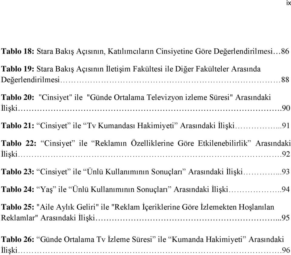 ..91 Tablo 22: Cinsiyet ile Reklamın Özelliklerine Göre Etkilenebilirlik Arasındaki İlişki.92 Tablo 23: Cinsiyet ile Ünlü Kullanımının Sonuçları Arasındaki İlişki.