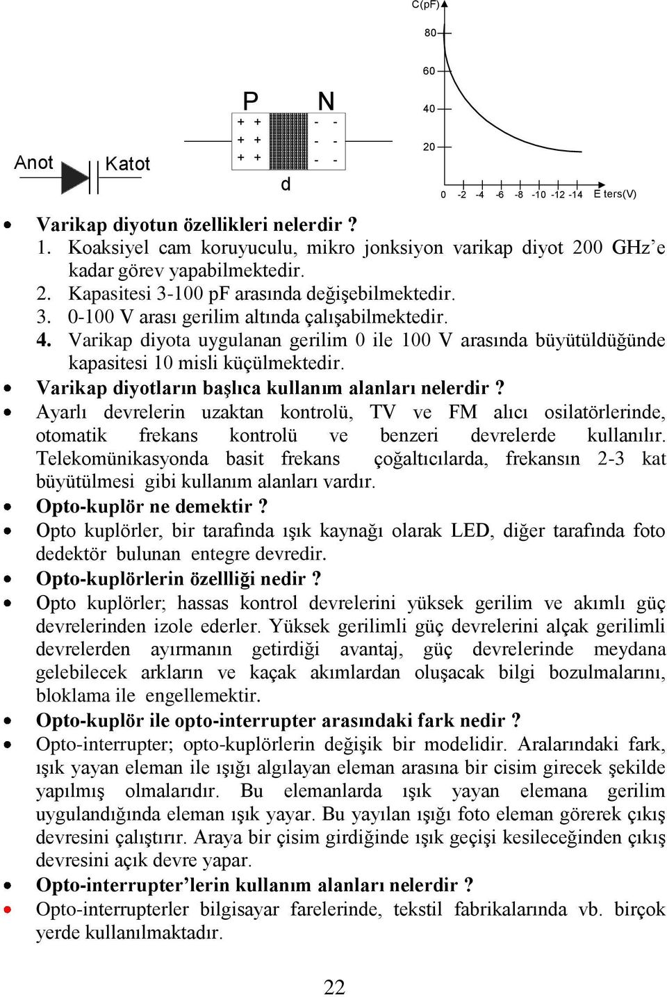 Varikap diyota uygulanan gerilim 0 ile 100 V arasında büyütüldüğünde kapasitesi 10 misli küçülmektedir. Varikap diyotların başlıca kullanım alanları nelerdir?