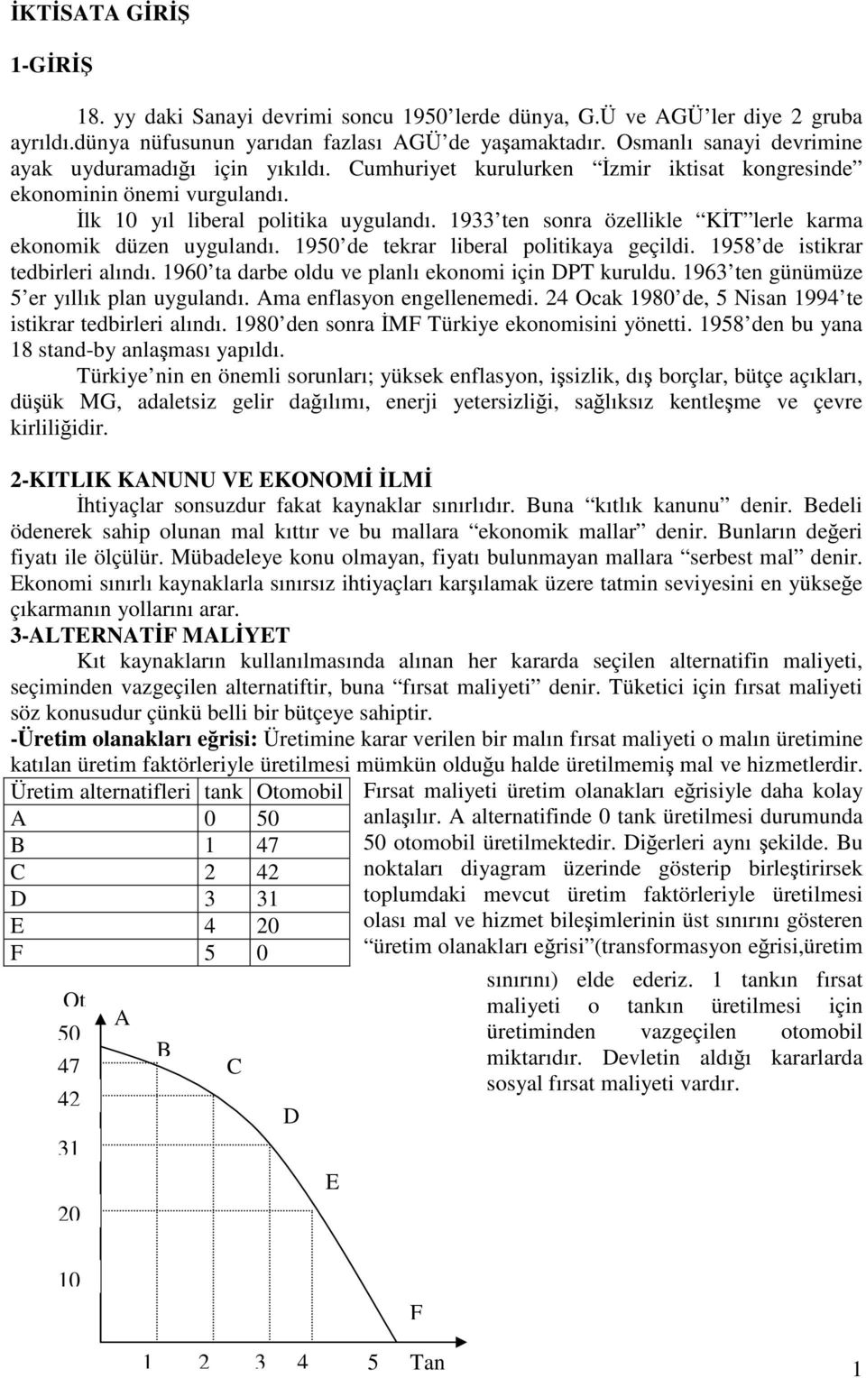 1933 ten sonra özellikle KİT lerle karma ekonomik düzen uygulandı. 1950 de tekrar liberal politikaya geçildi. 1958 de istikrar tedbirleri alındı. 1960 ta darbe oldu ve planlı ekonomi için DPT kuruldu.