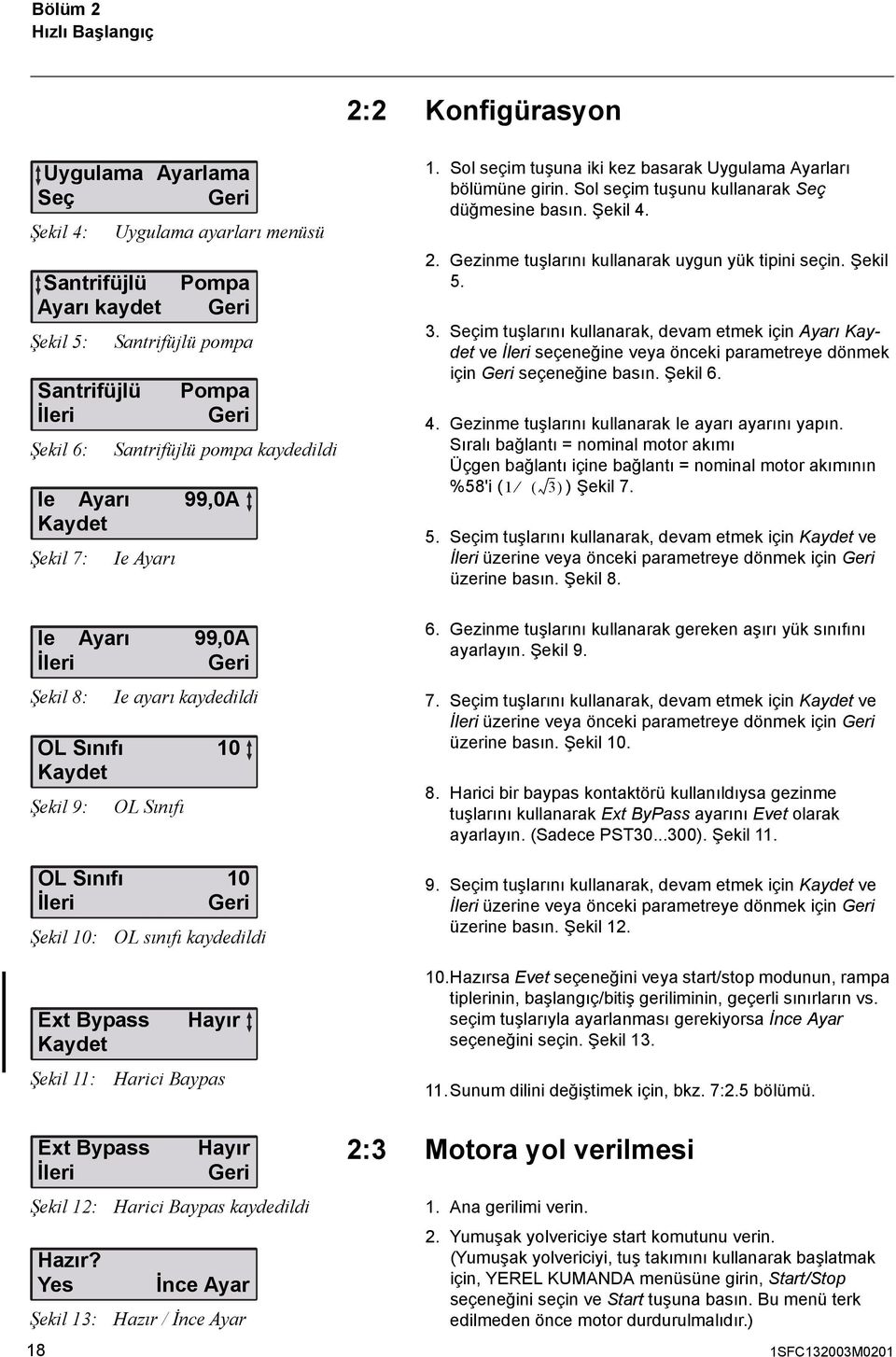 10: Ext Bypass Kaydet Şekil 11: Ext Bypass İleri Şekil 12: Hazır? Yes Şekil 13: OL sınıfı kaydedildi Hayır Harici Baypas Hayır Geri Harici Baypas kaydedildi İnce Ayar Hazır / İnce Ayar 1.