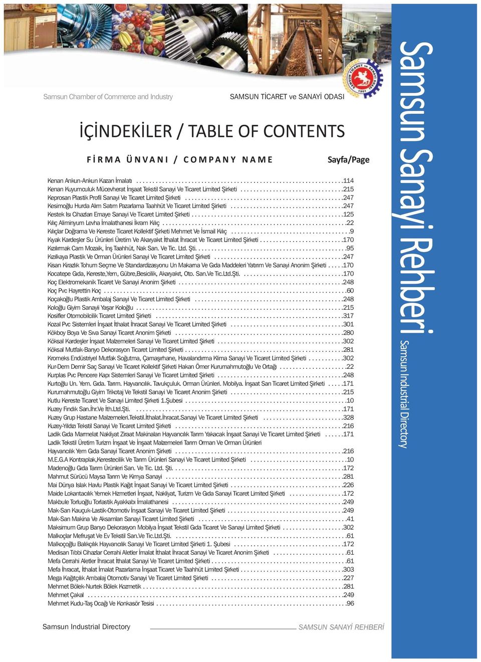 ..247 Kestek Isı Cihazları Emaye Sanayi Ve Ticaret Limited Şirketi...125 Kılıç Aliminyum Levha İmalathanesi İkram Kılıç...22 Kılıçlar Doğrama Ve Kereste Ticaret Kollektif Şirketi Mehmet Ve İsmail Kılıç.